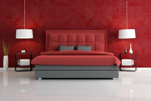 Stylish, red room in the Art Nouveau style