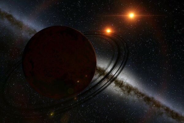 A planet with an asteroid belt and two luminaries