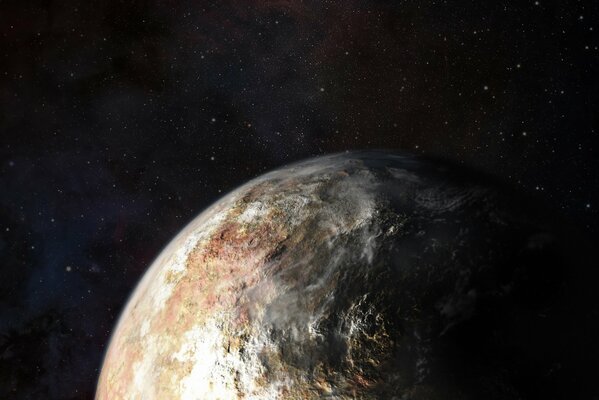 The planet Pluto against the background of black space