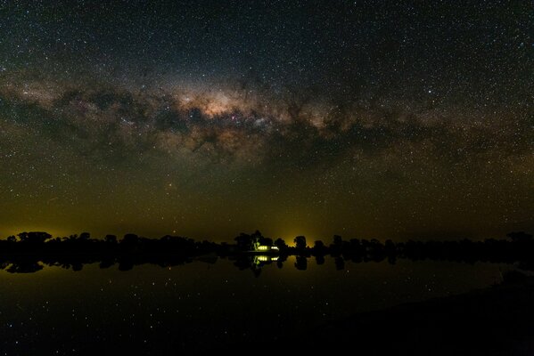 Beautiful Milky Way on the background of water