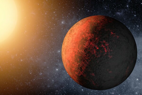 The red planet against the background of the sun s radiance