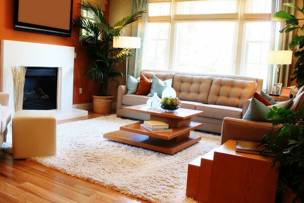 Bright interior of a cozy apartment