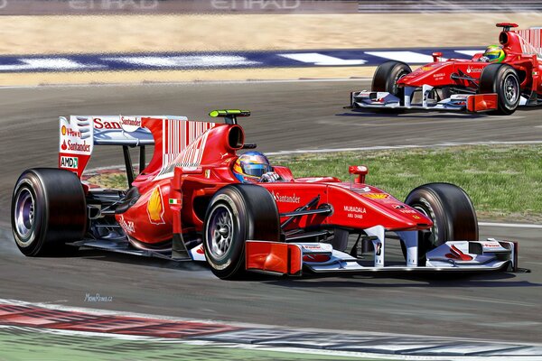 Ferrari racing car on tress