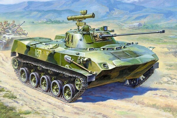 Soviet floating, tracked combat vehicle bmd-2, art