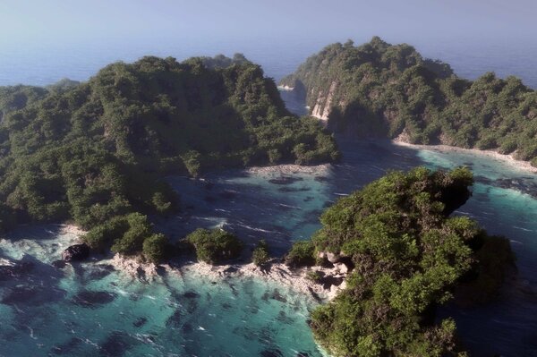 Picturesque sea with azure coast