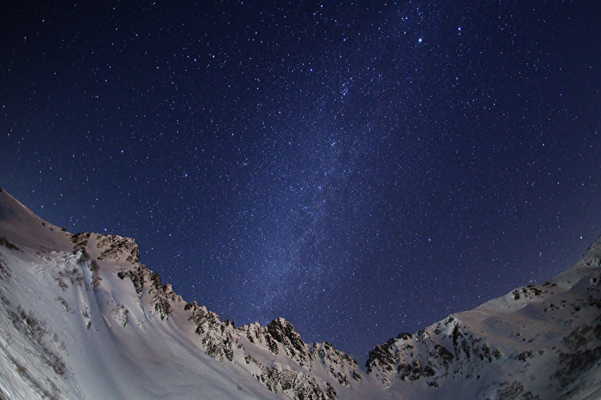 espace étoiles nuit espace montagnes neige