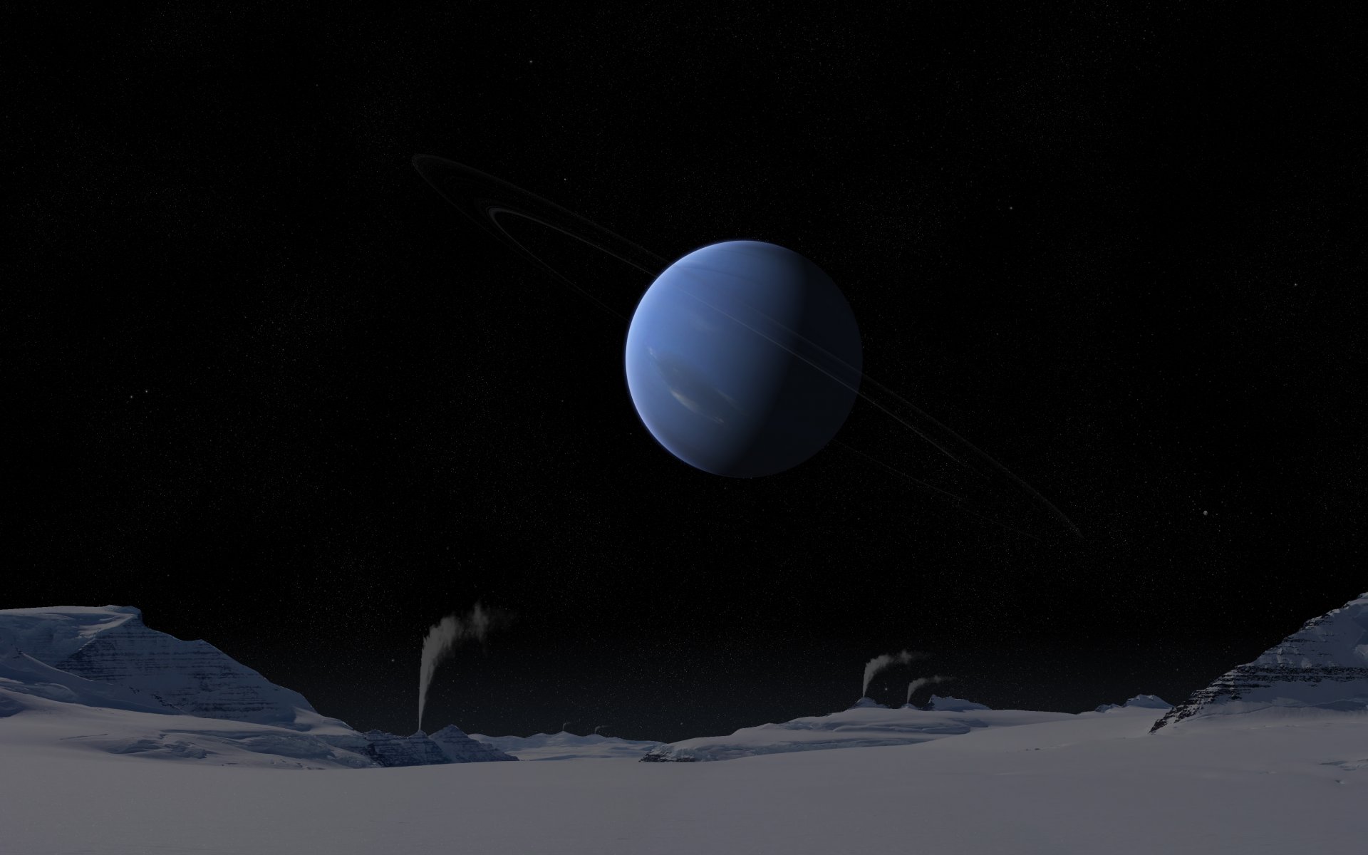 neptune gas giant rings solar system triton surface sky snow geysers cool night