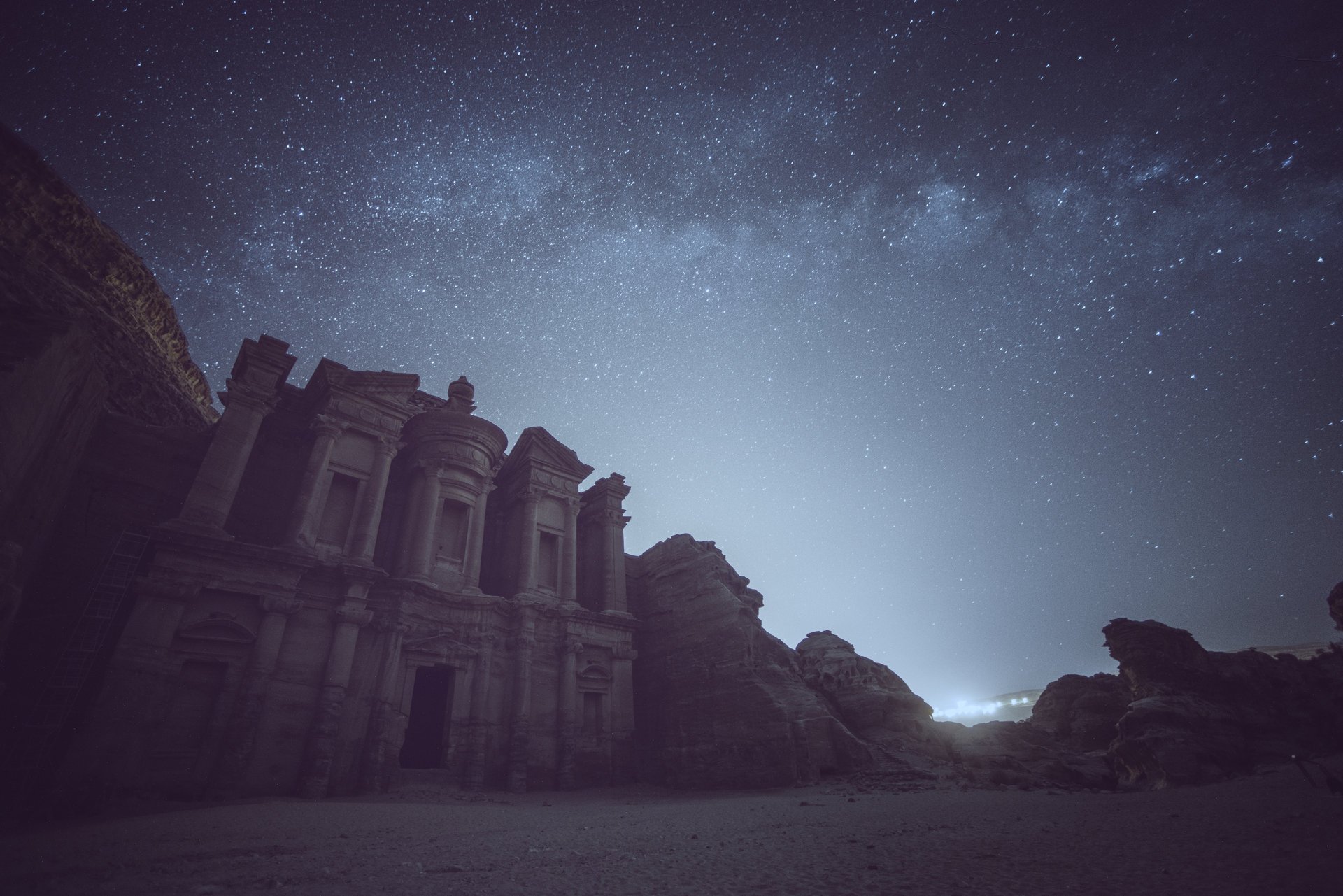 jordanien petra milchstraße raum sterne stein geheimnis