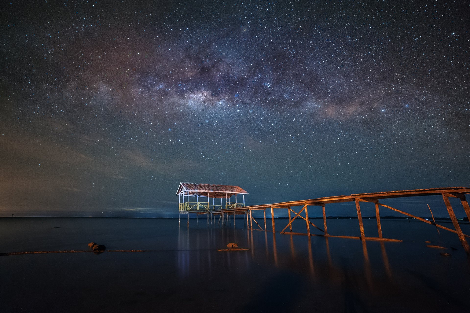 via lattea molo lago specchio riflessione stelle misteri