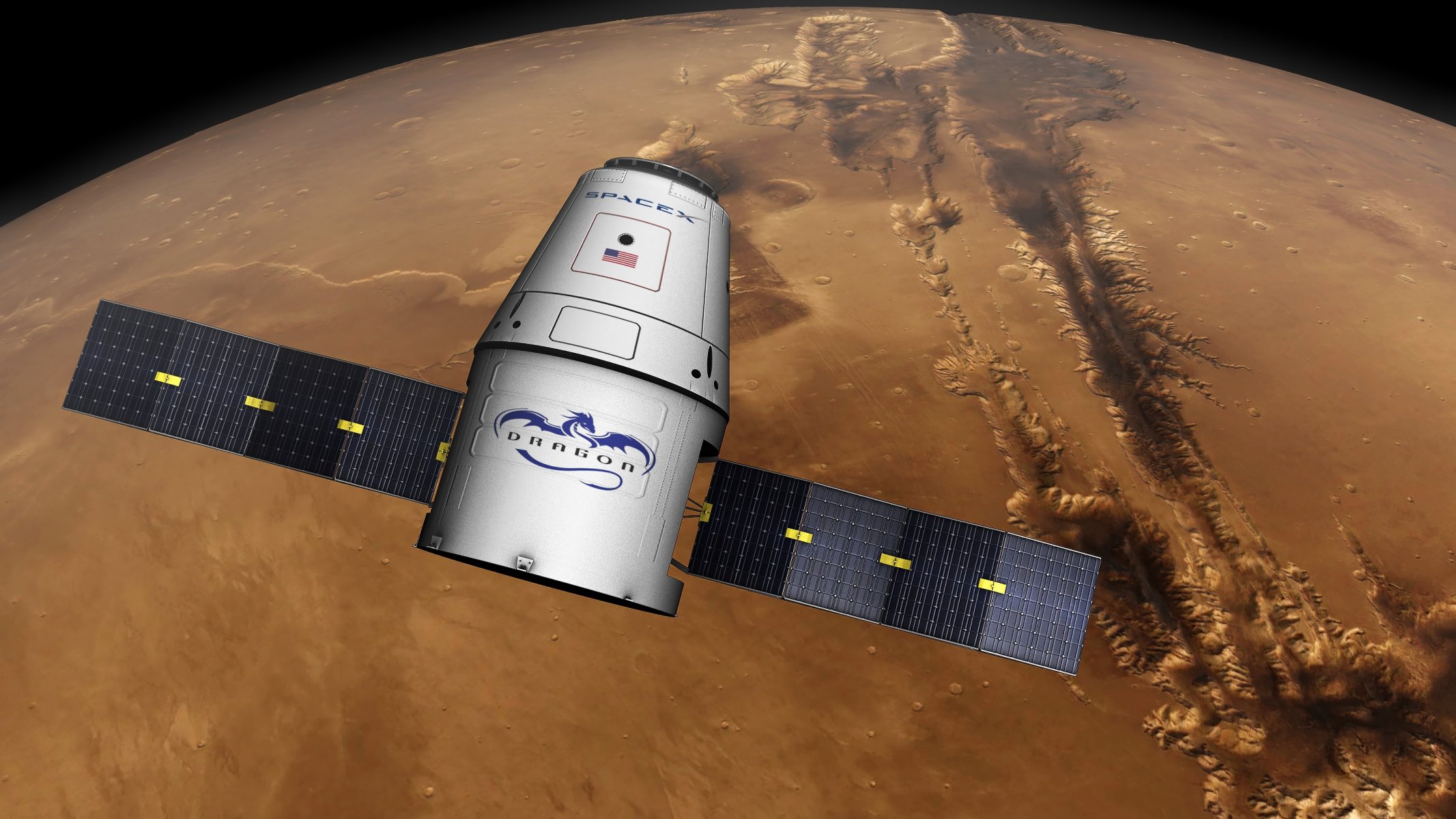 spacex-drache privat transport raumschiff mars oberfläche