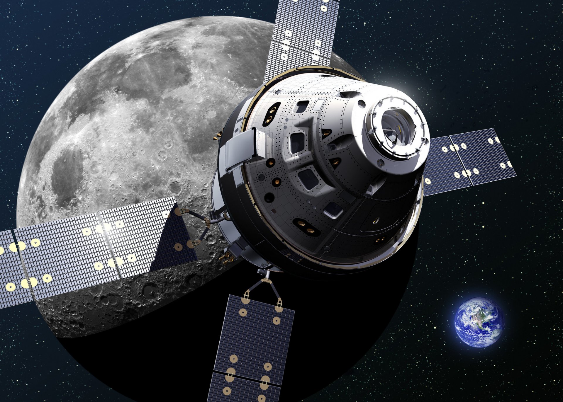 orion spacecraft space ship moon land