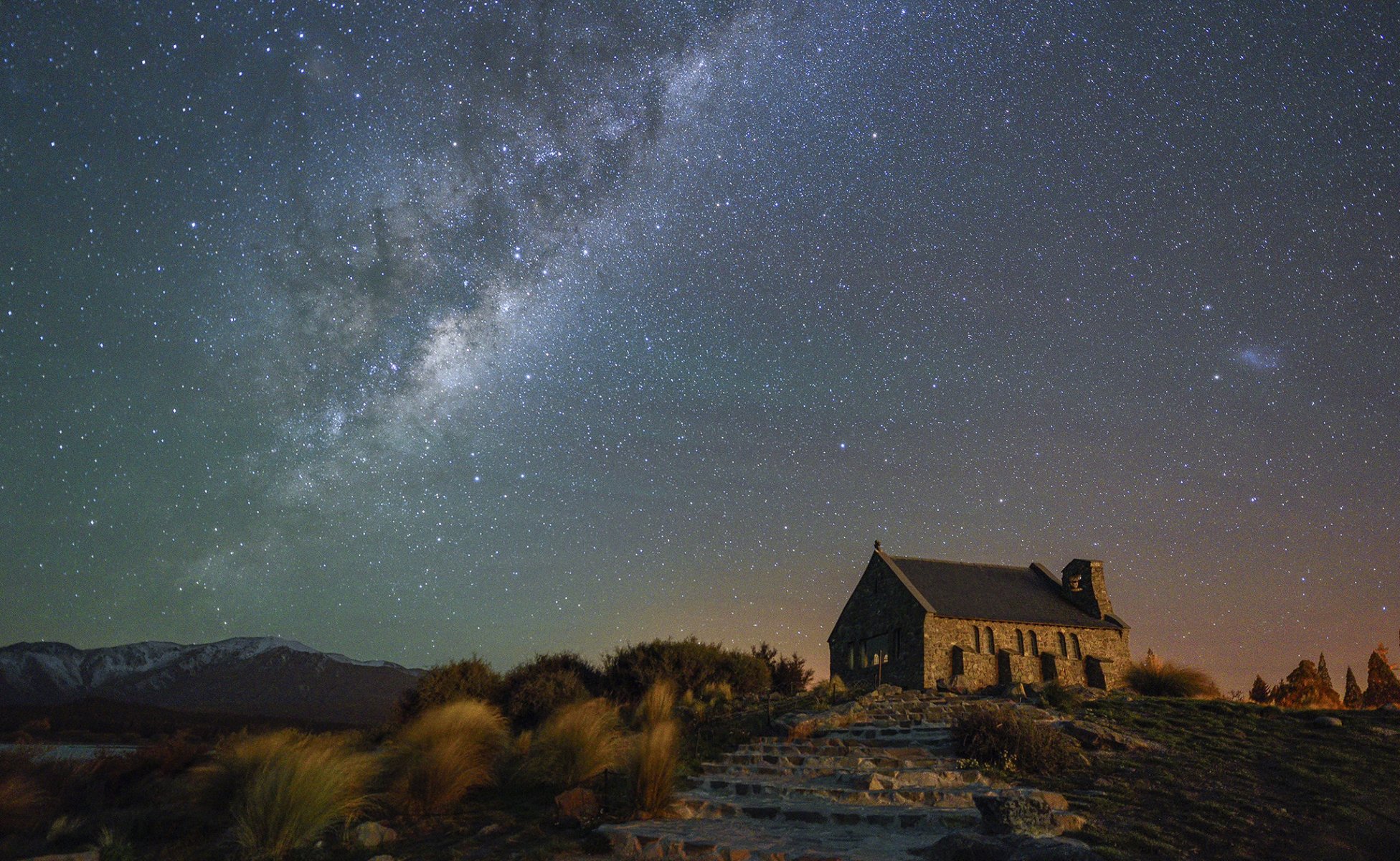 milky way church stairs mountain star mystery