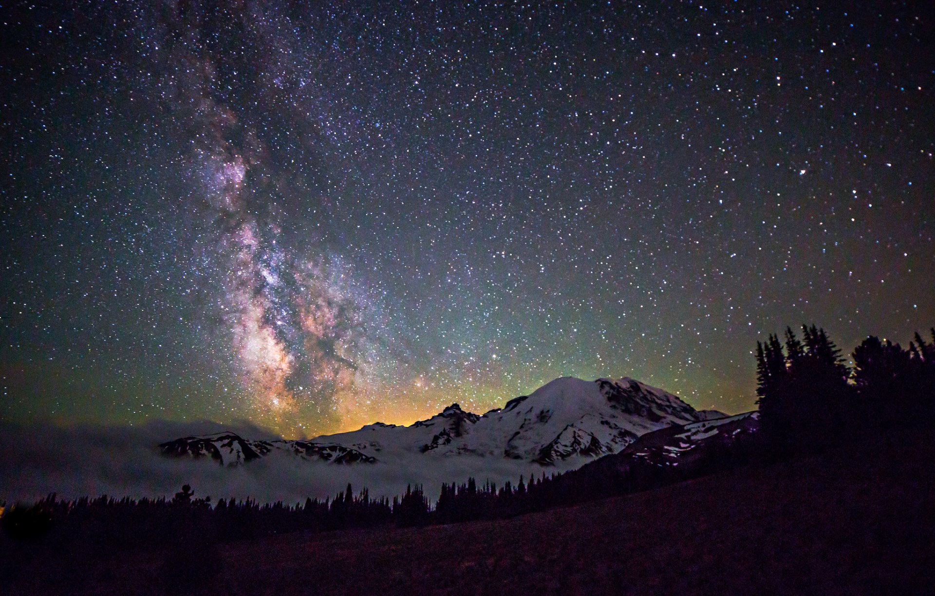 espacio estrellas noche espacio vía láctea paisaje