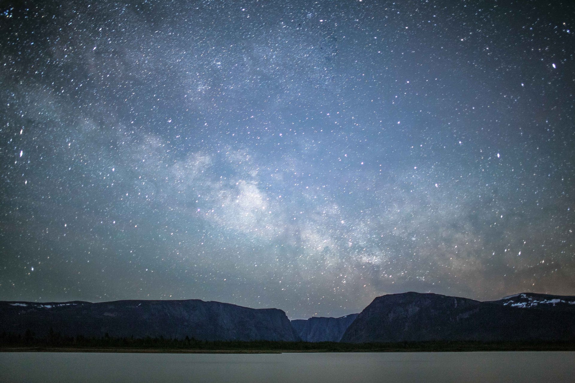 milky way space mountain lake beach star mystery