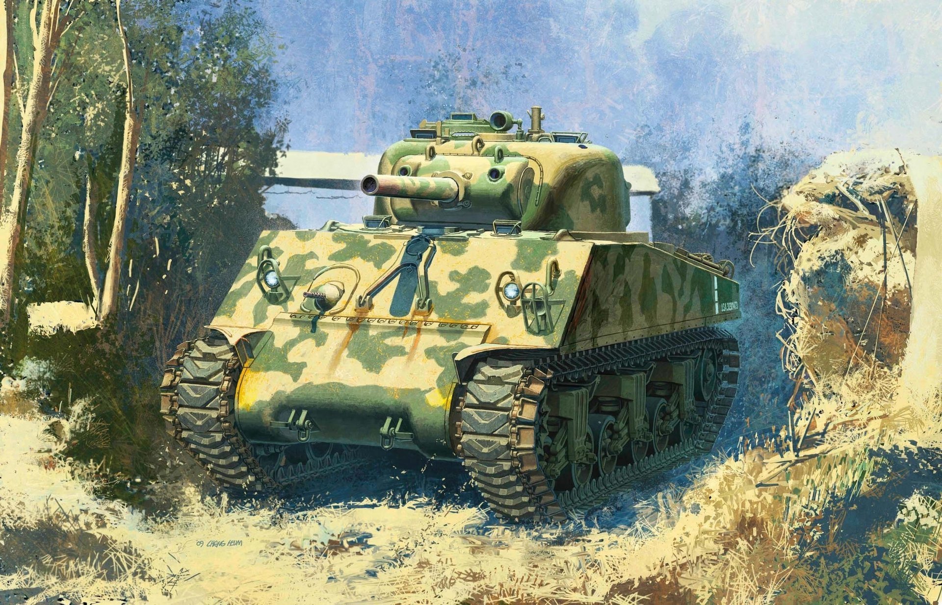 105 mm moyen the pacific obusier sherman m4 char états-unis