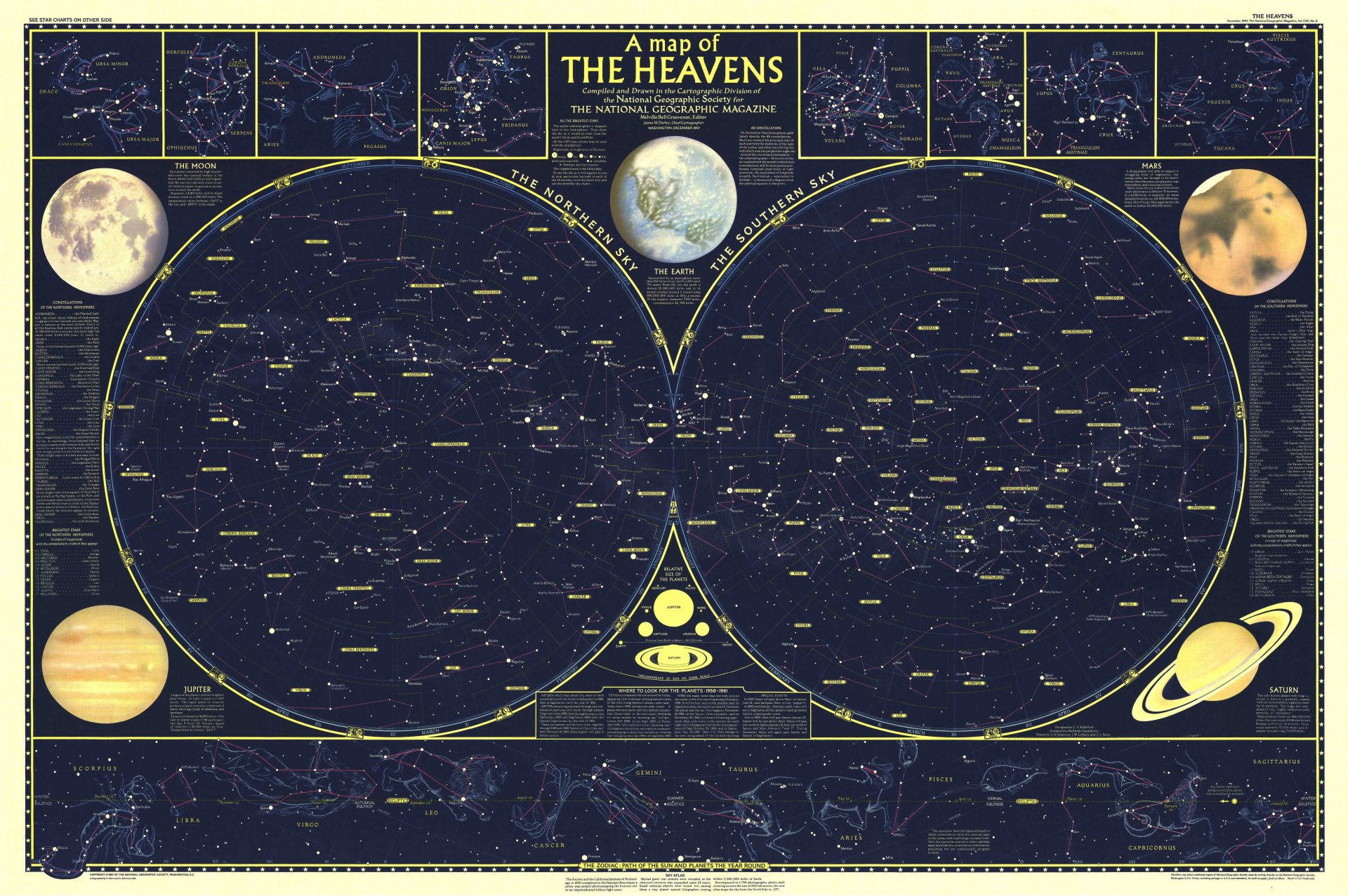 cielo 1957 mapa cosmos estrellas zodiacos