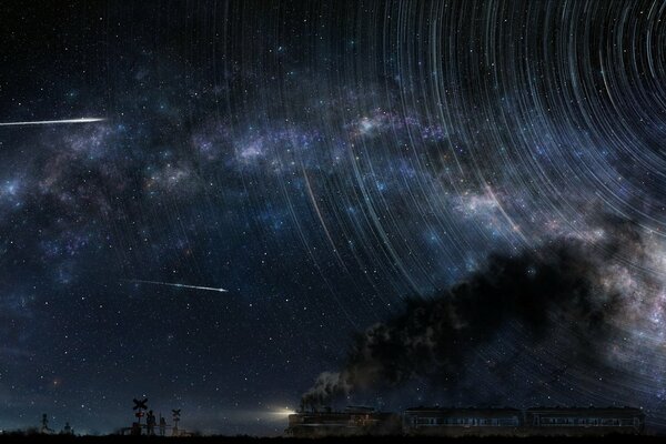 El cielo nocturno y la Luna en las estrellas