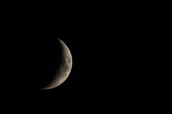 The moon from outer space on a black background