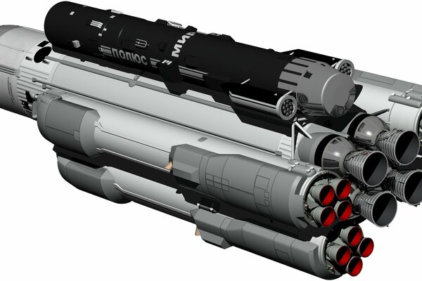 Modèle 3D d un missile de croisière Intercontinental Bourane