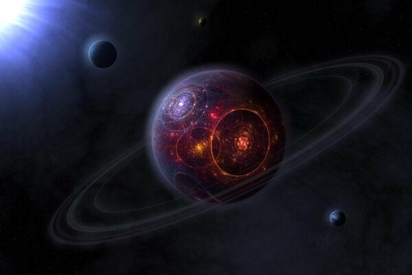 Planet fantastic anelli di fuoco