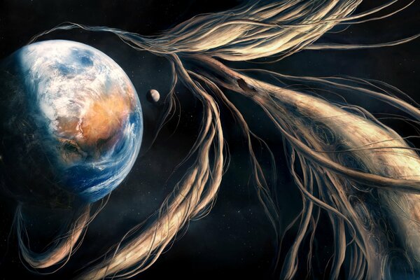 Sleeping in outer space is 3d art