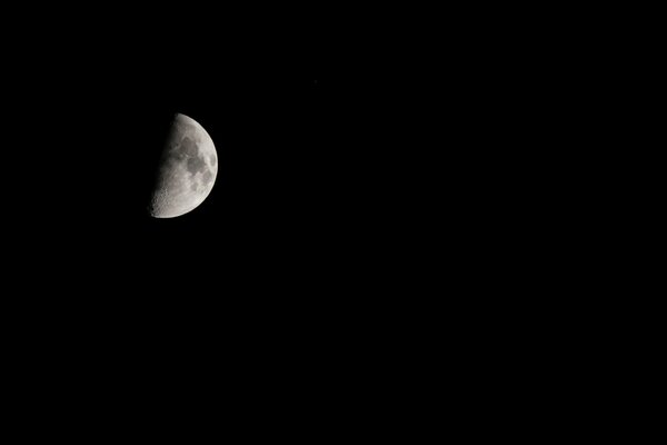 Half moon on a black background