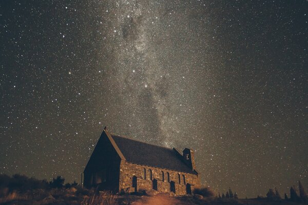 Church on the background of the sleepy way