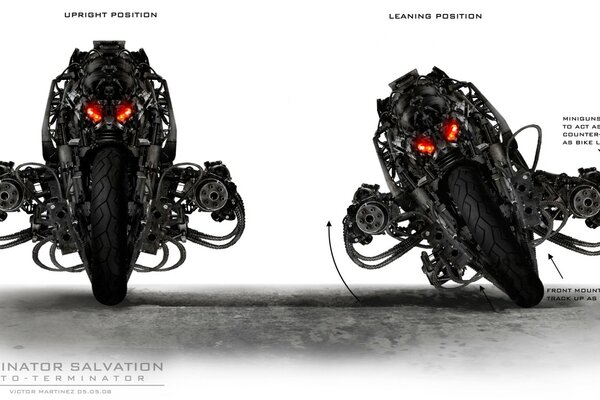 Terminator motorcycle in black and white background