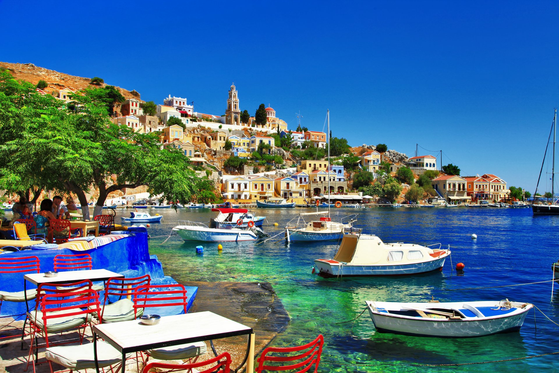 greece symi island sea holiday shore island coast town
