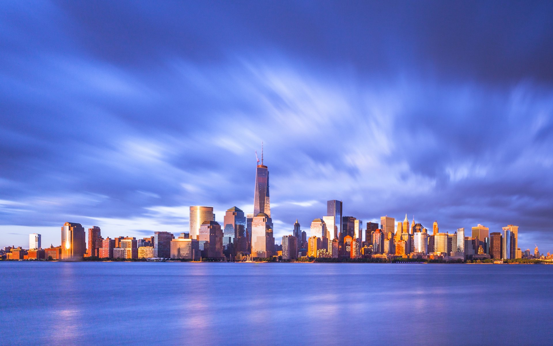 nueva york casas rascacielos puesta de sol nubes nubes