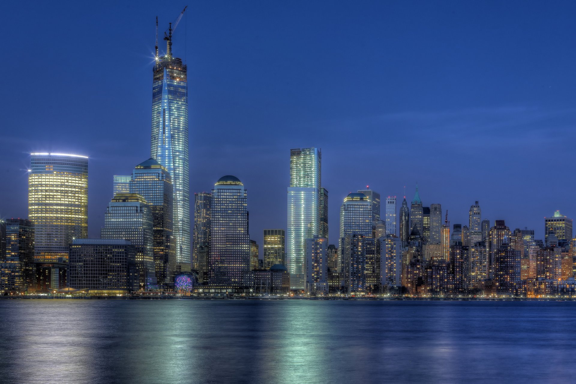 one world trade center nowy jork freedom tower manhattan 1 wtc world trade center 1 budynki night city