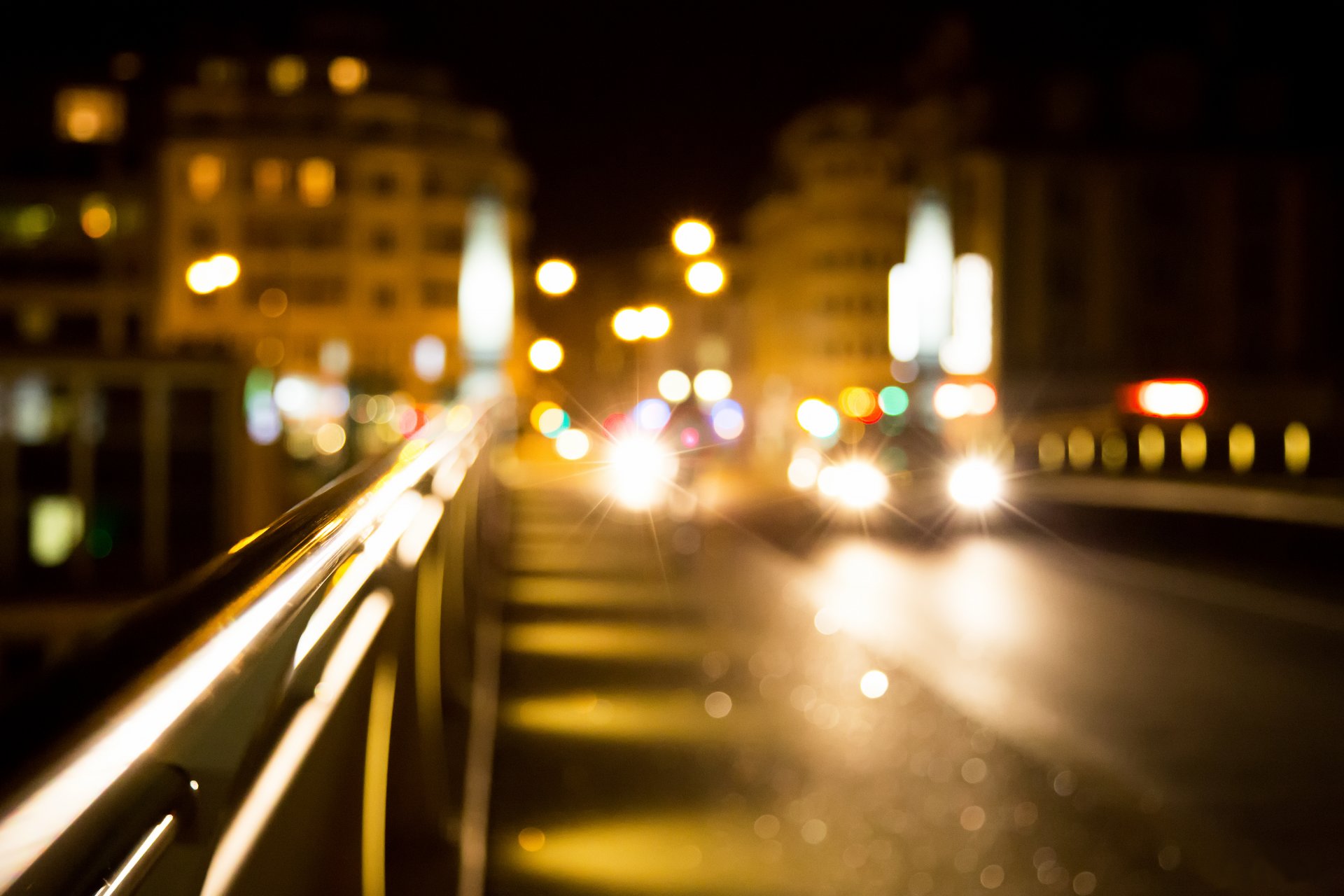 ville nuit maisons voitures lumières route lumières lumière bokeh flou