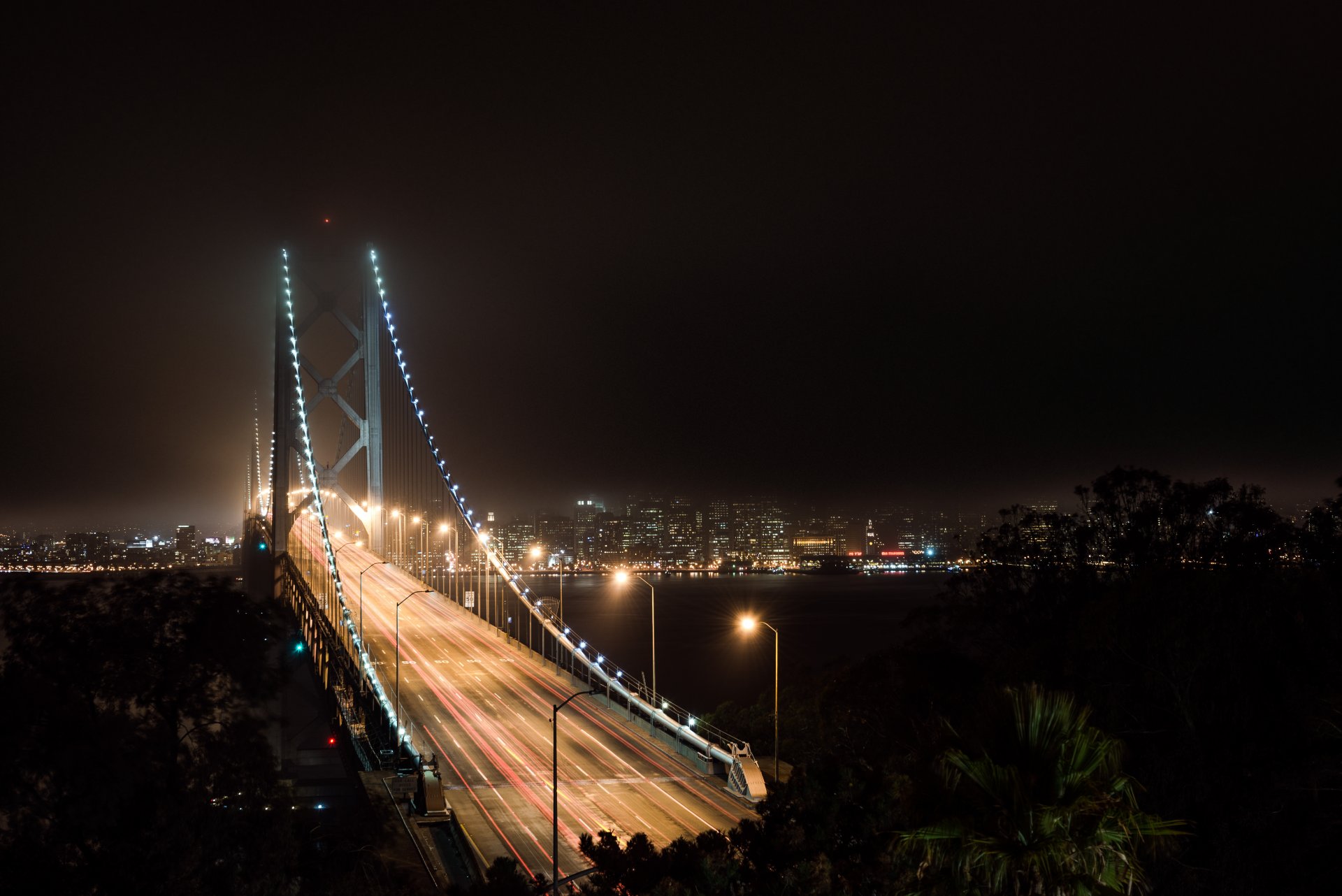 an francisco san francisco california usa bay bridge bay bridge night light lanterns sky fall autumn dark bay light
