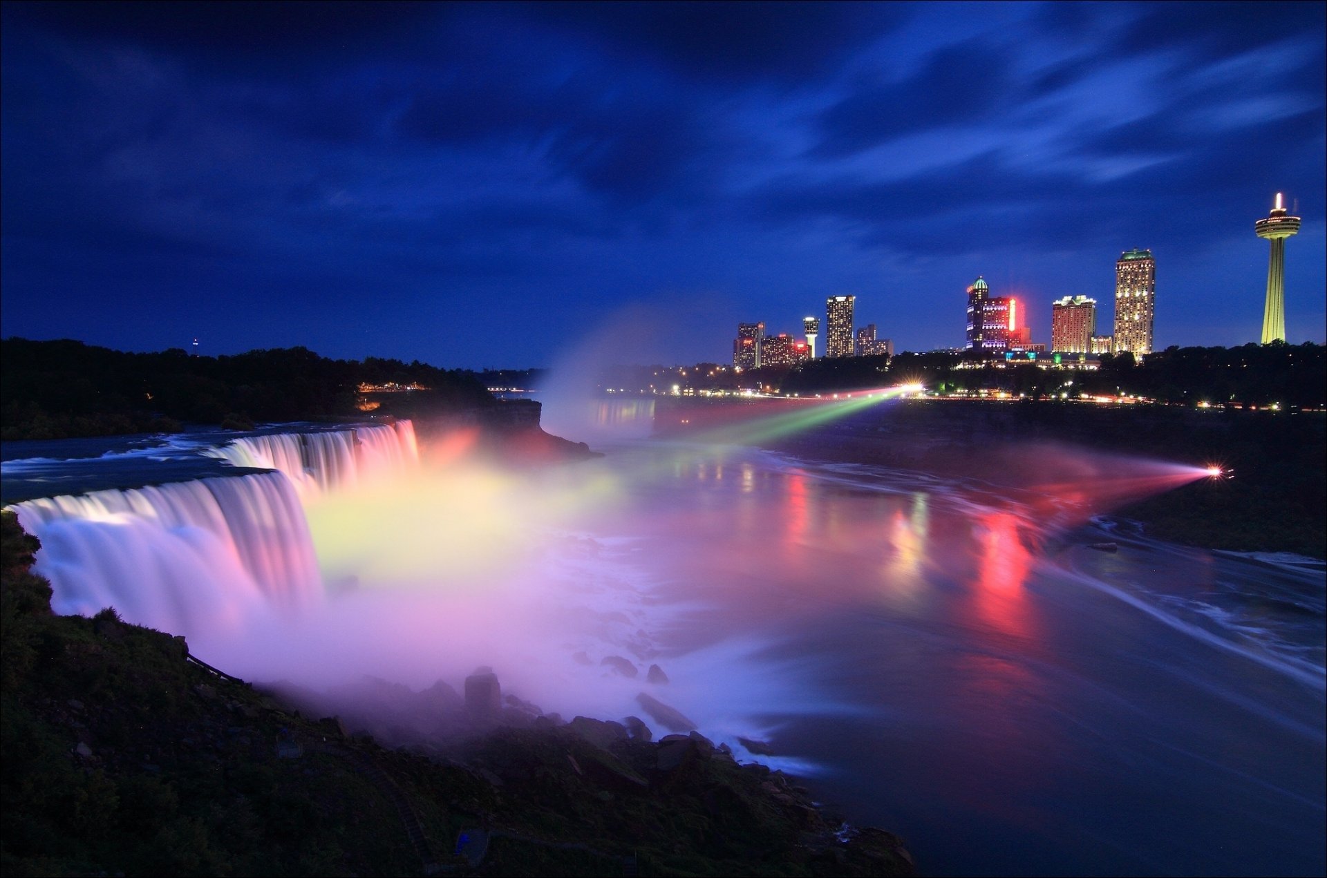 usa canada ontario night niagara falls town