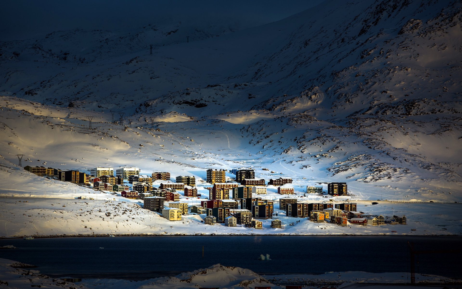 groenlandia nuuk artico urbano qinngorput città inverno