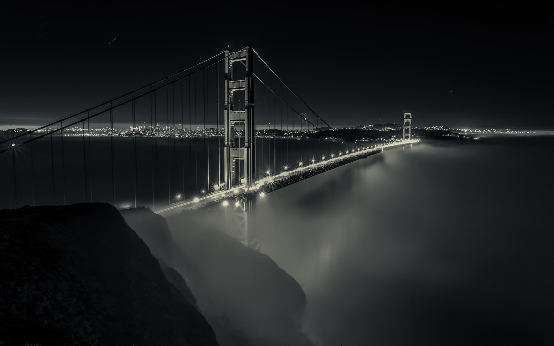 san francisco bay bridge kalifornien brücke lichter nebel