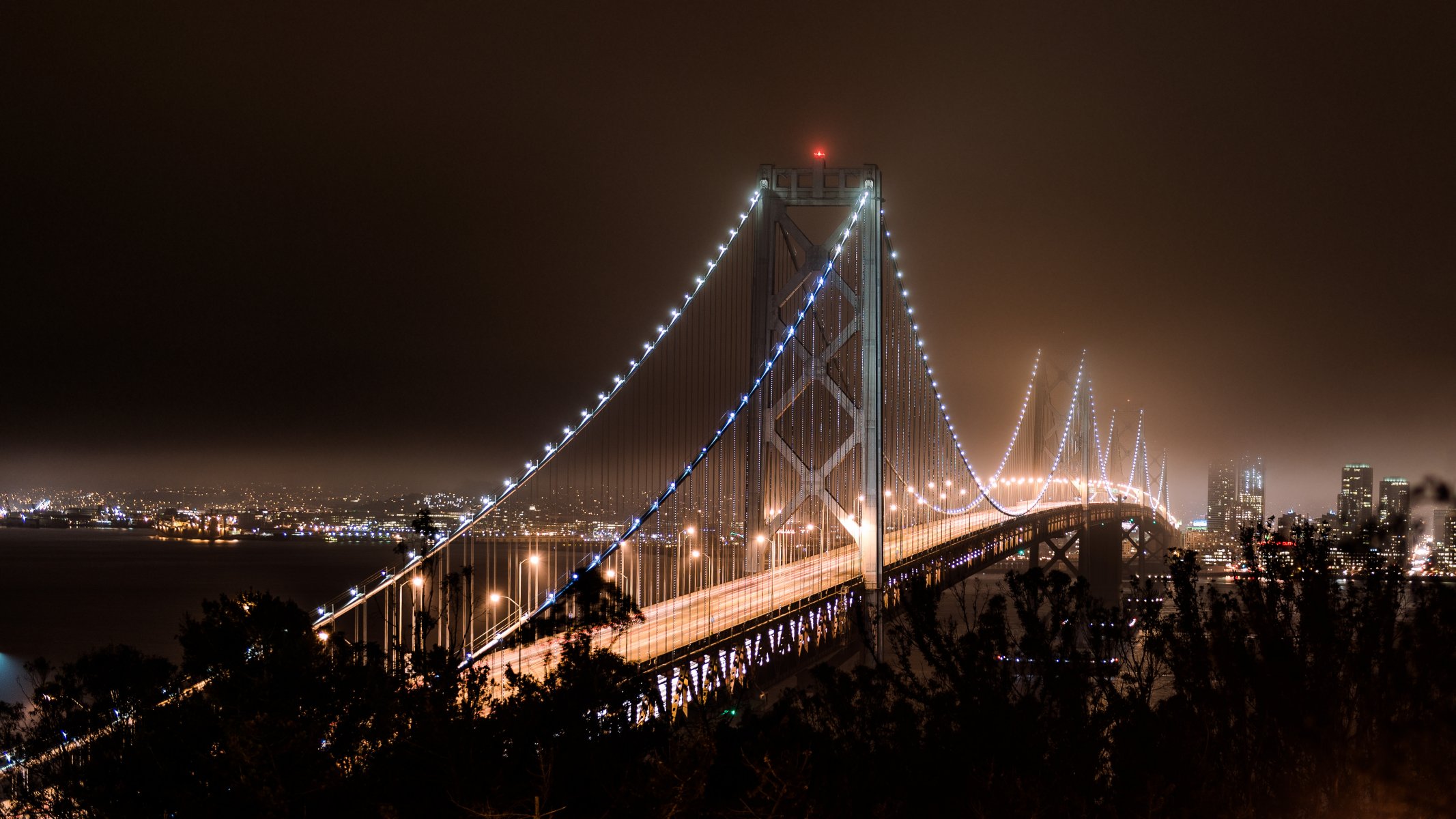 san francisco san francisco californie états-unis baie pont nuit lumière lanternes ciel automne automne sombre baie lumières