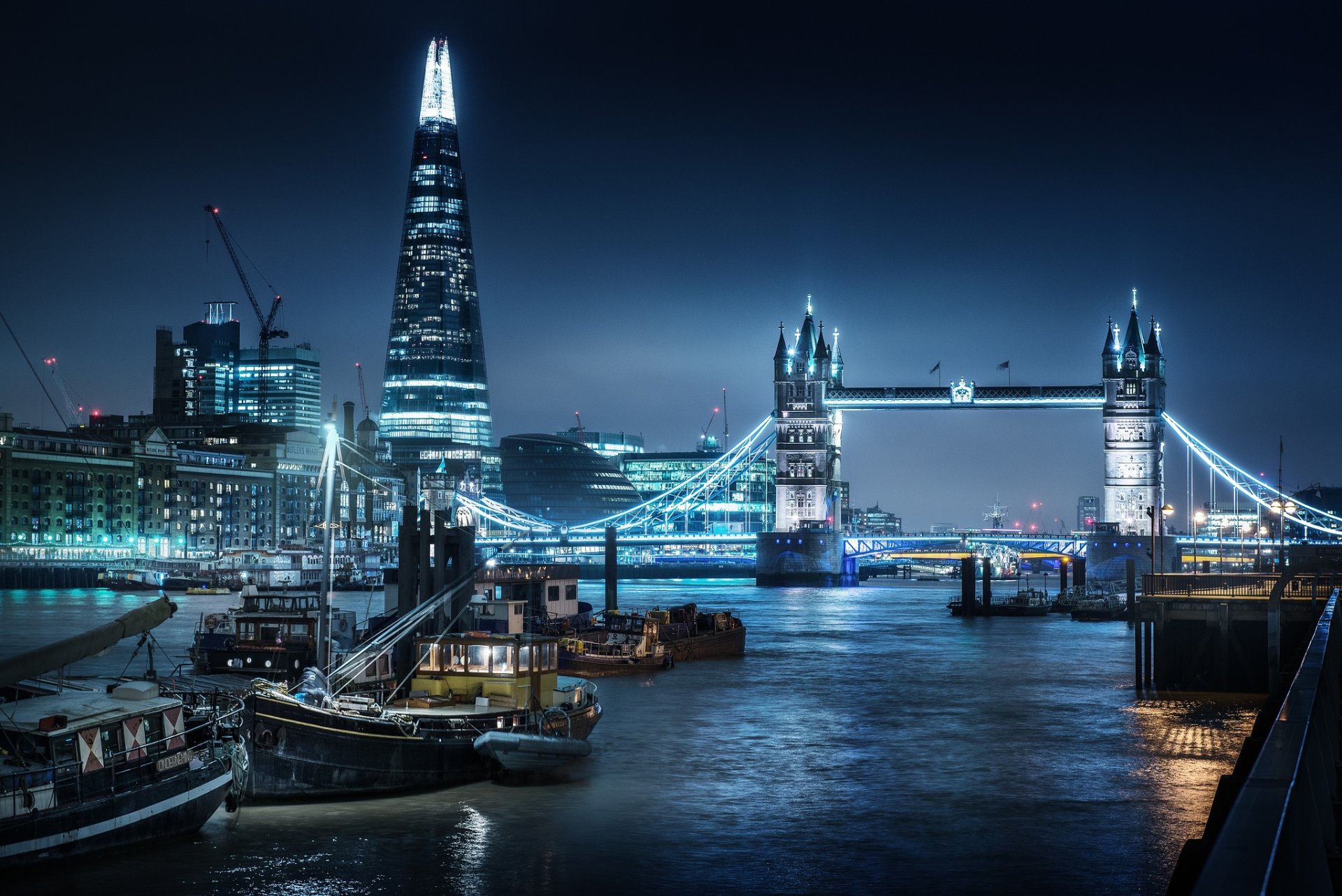 londres ciudad río fragmento thames torre puente nigth