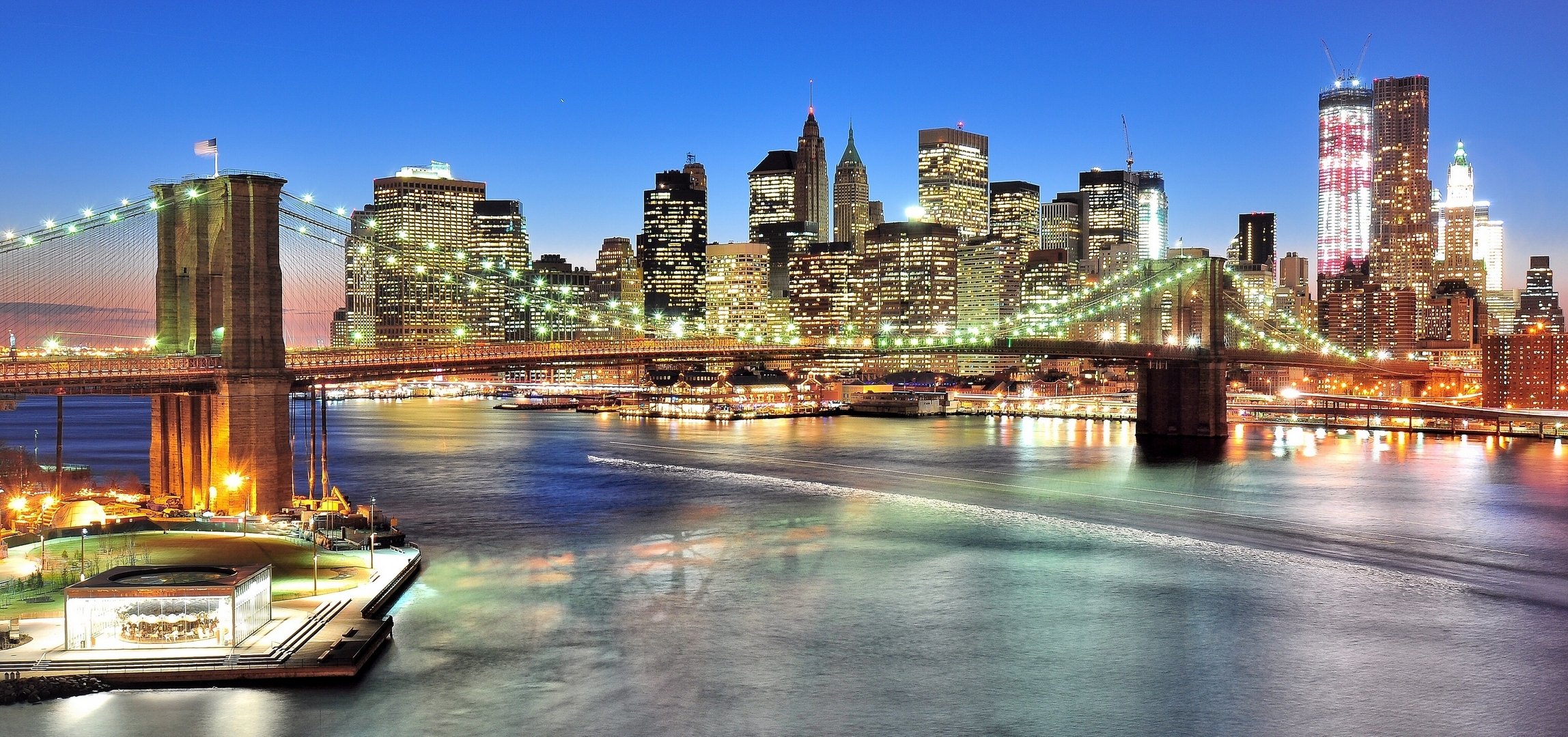 pont de brooklyn new york manhattan east river east river détroit ville de nuit panorama