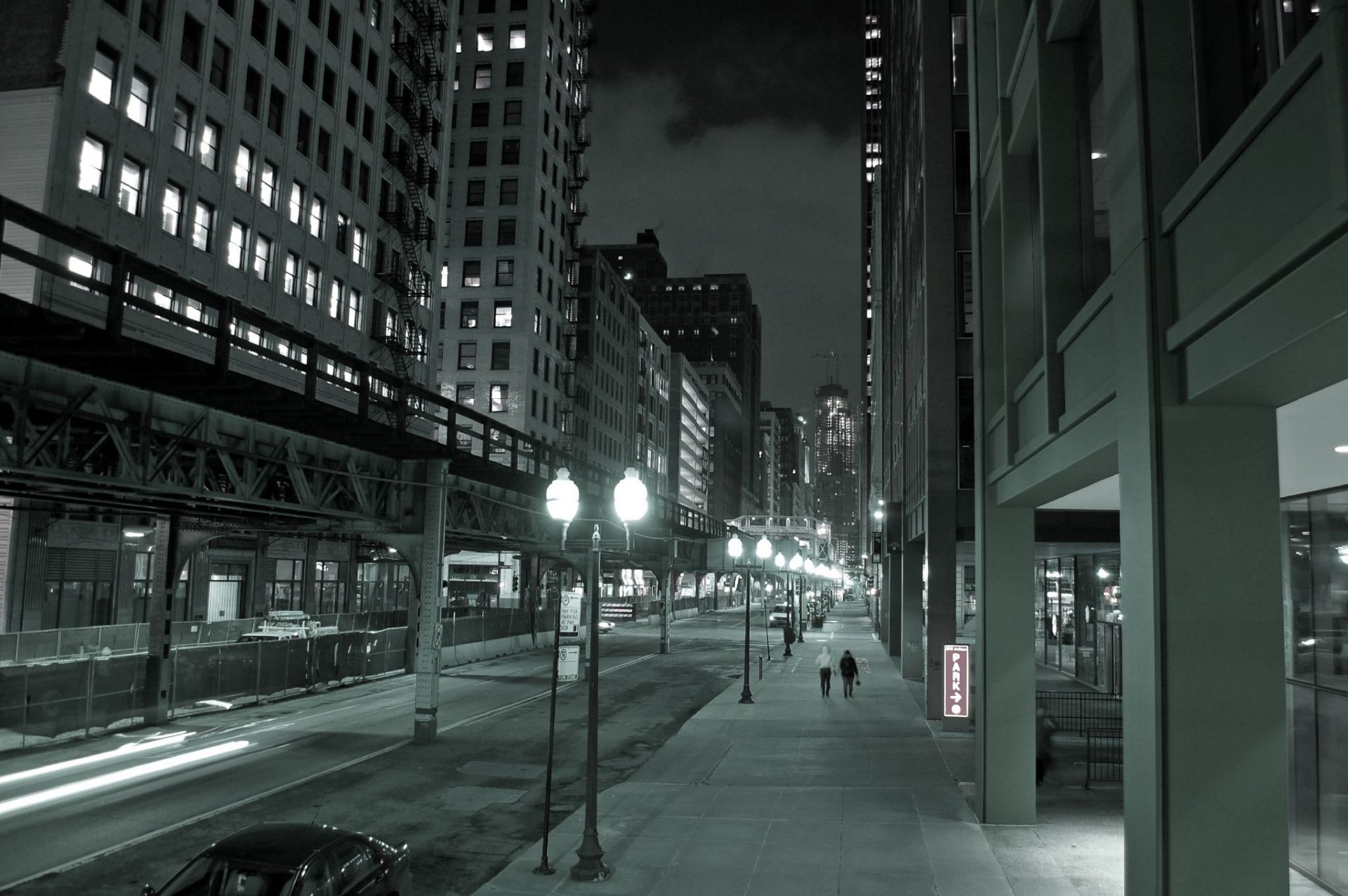 chicago gratte-ciel ville nuit rue lumières