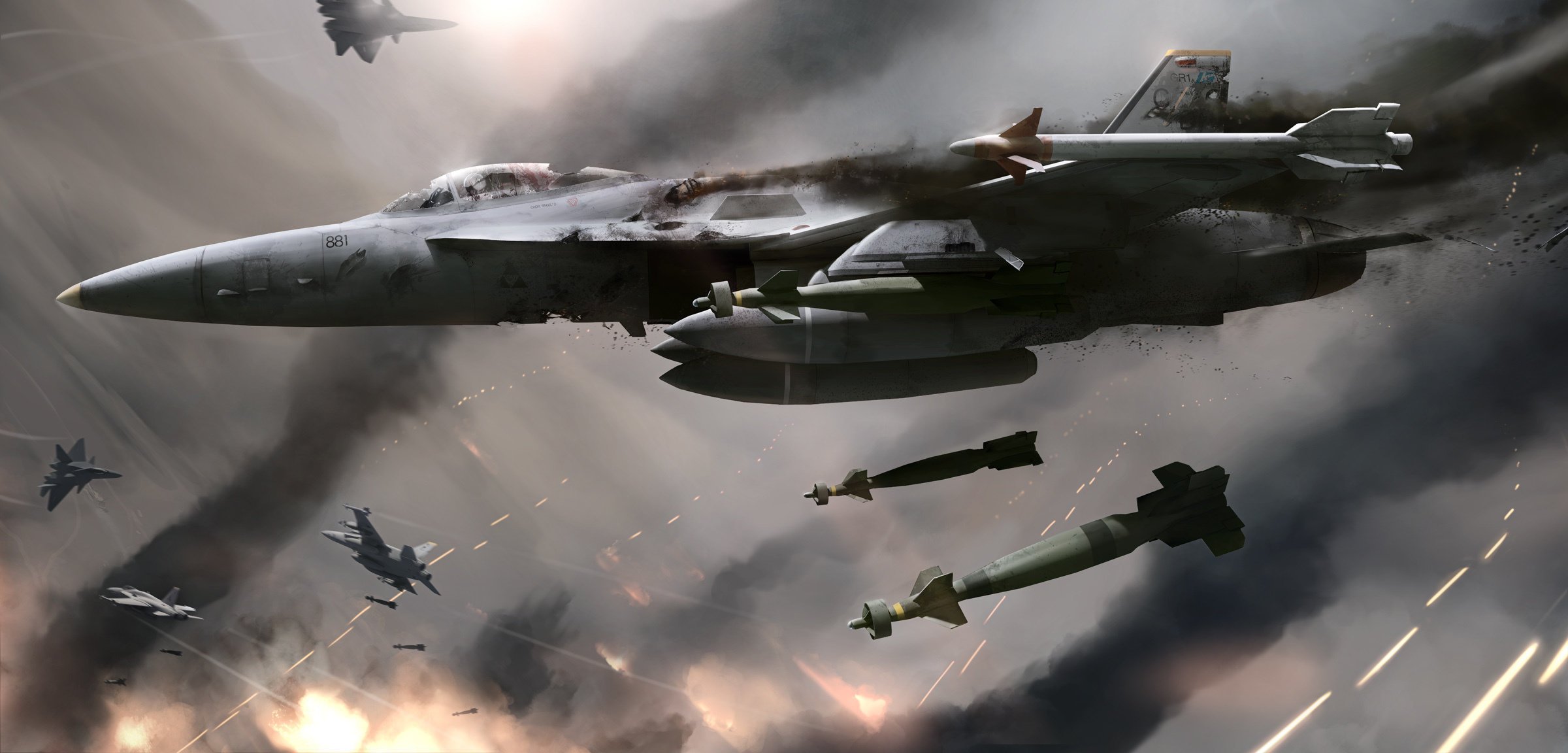 art projectiles dans le ciel avions bataille