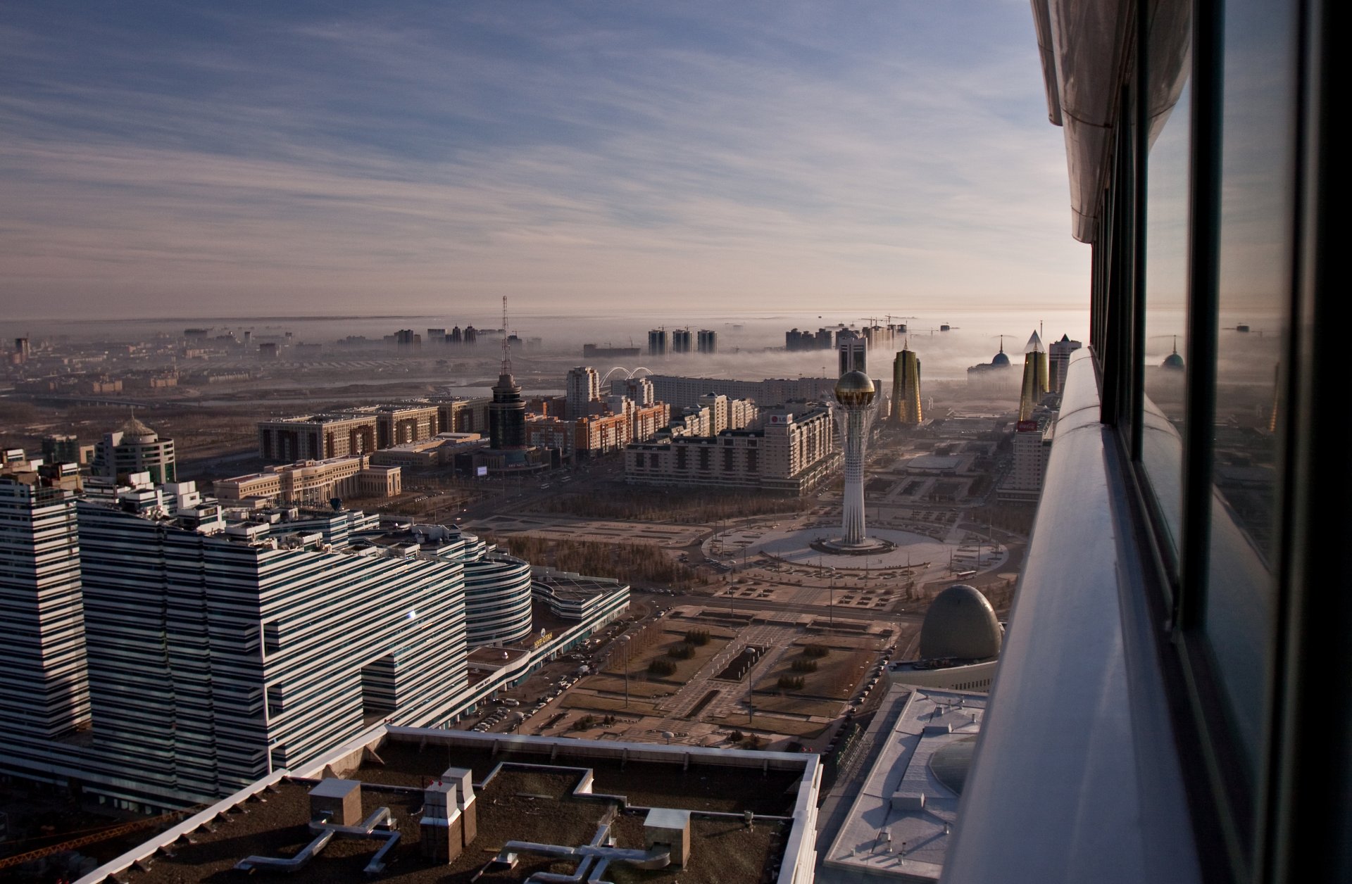 astana stadt nacht blick zuhause nebel gesims