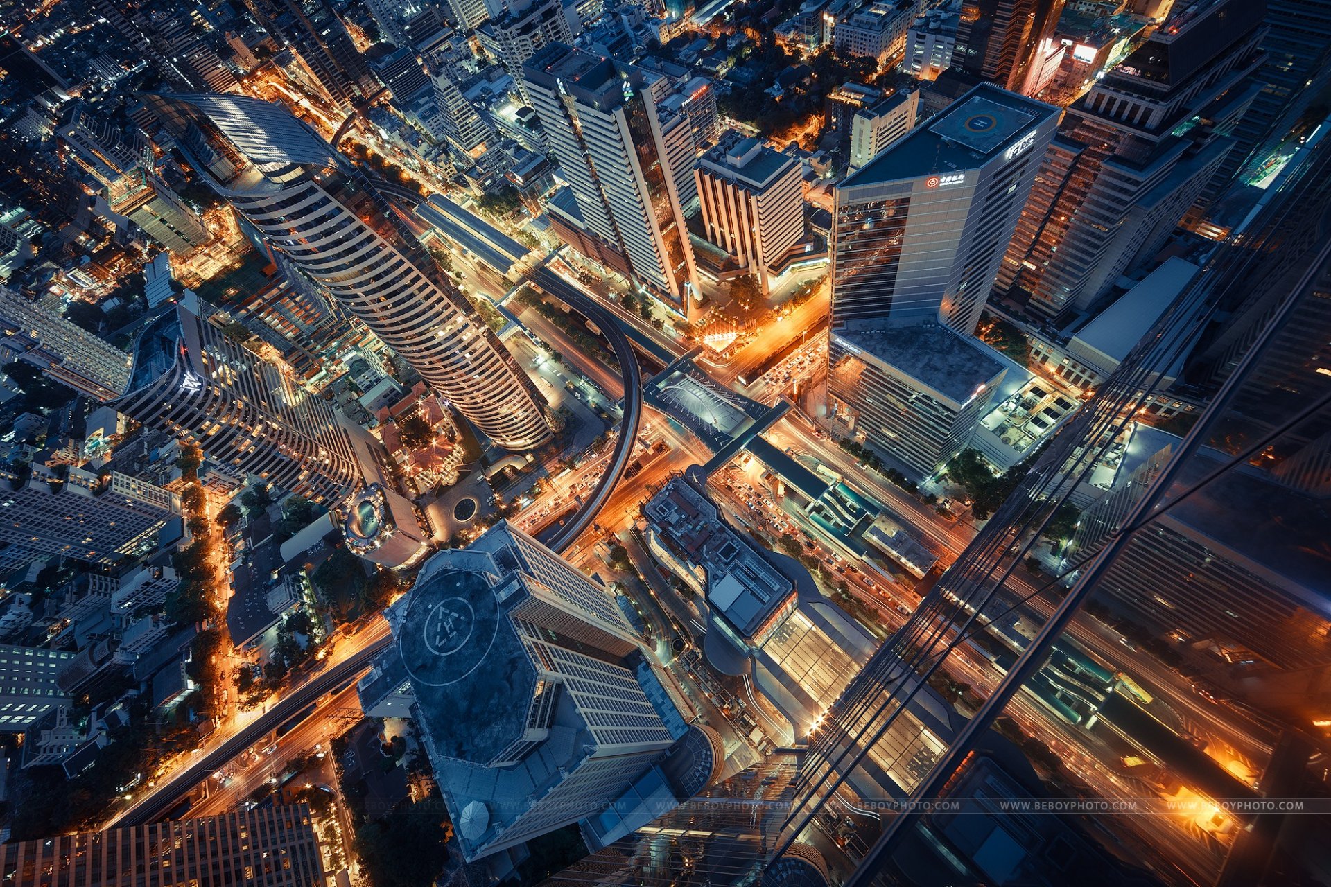 thailandia città bangkok notte luci esposizione