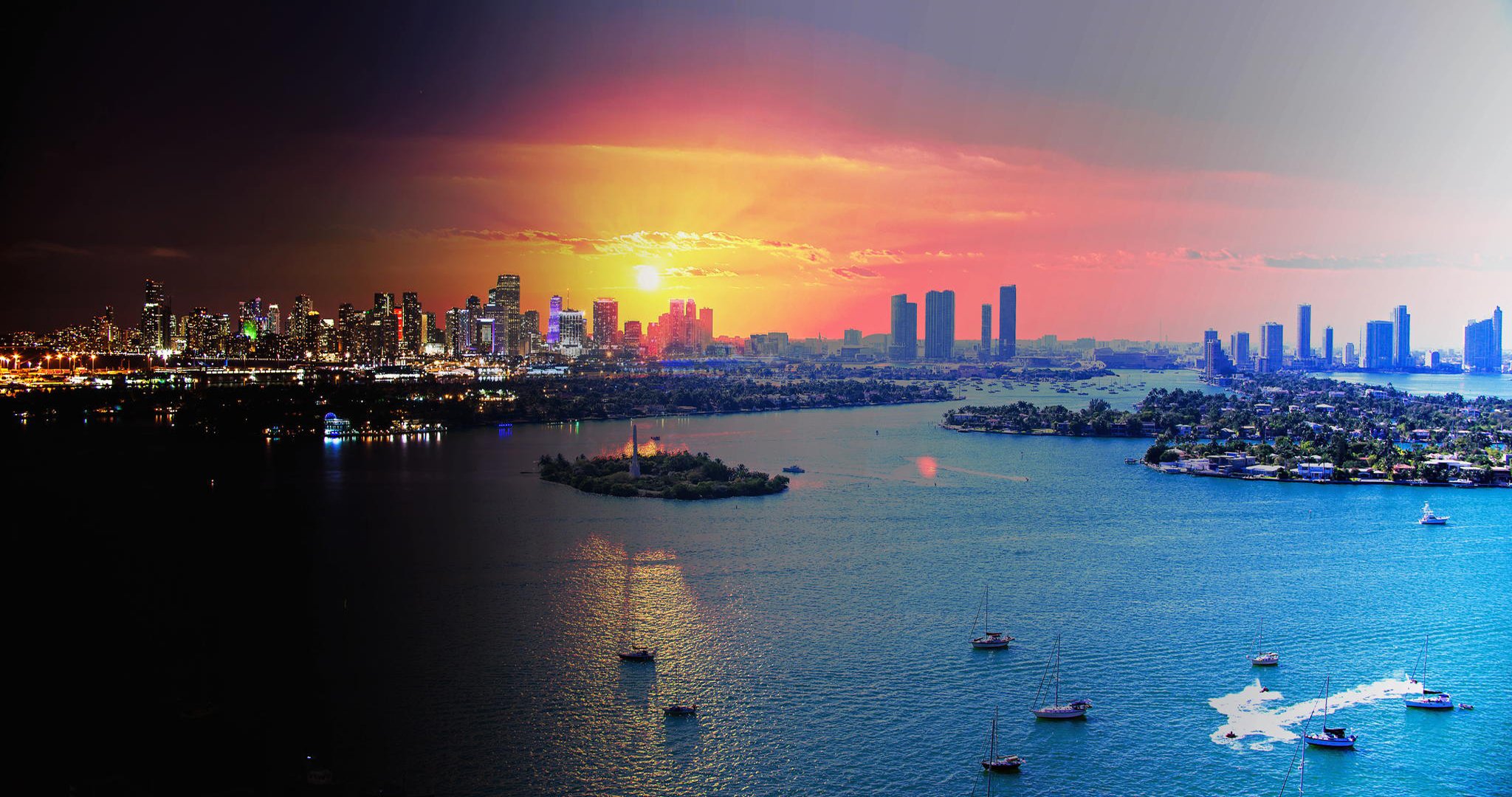 miami floryda wieczór światła panorama