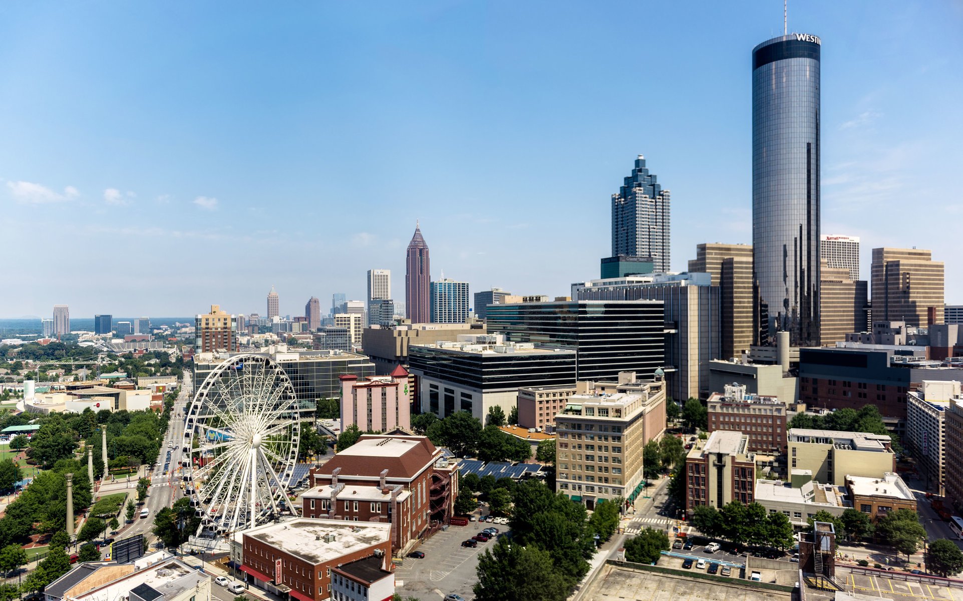 downtown atlanta georgia usa skyscraper building house sky parking city united states town