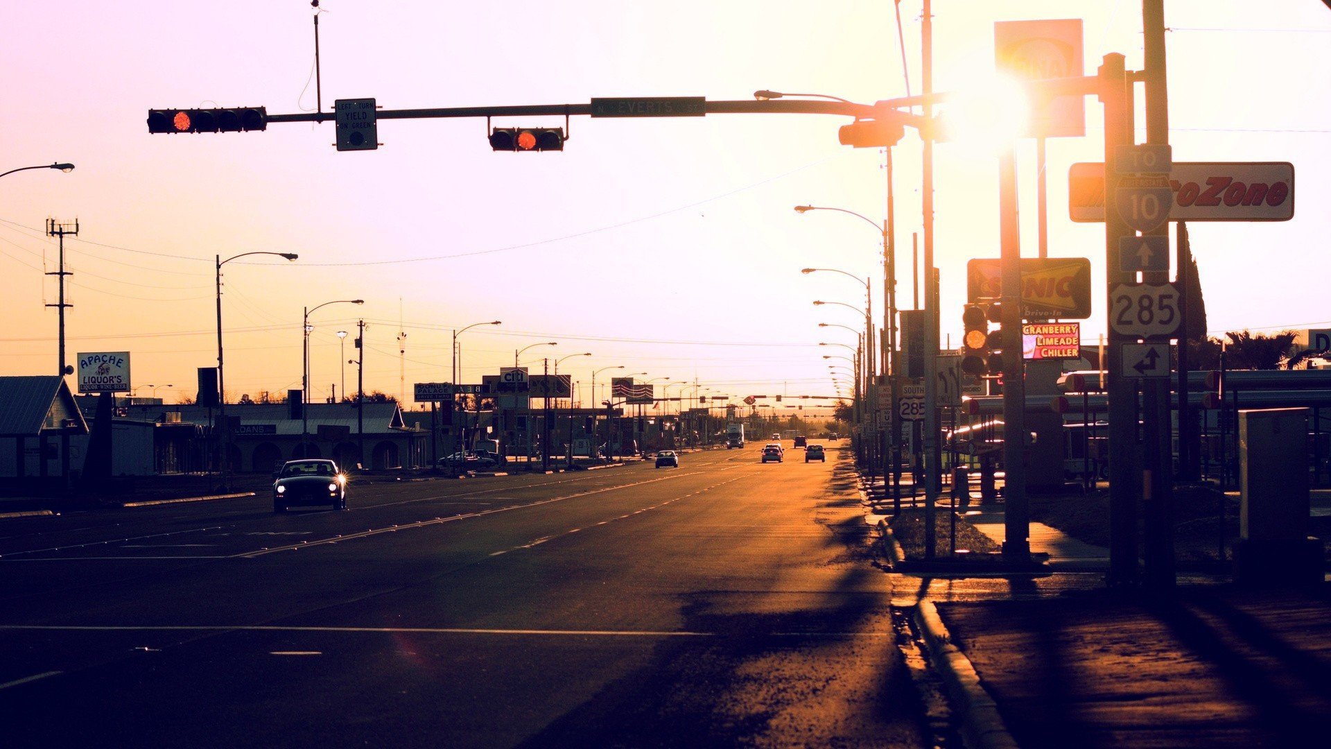 town street road car light usa texas fort stockton