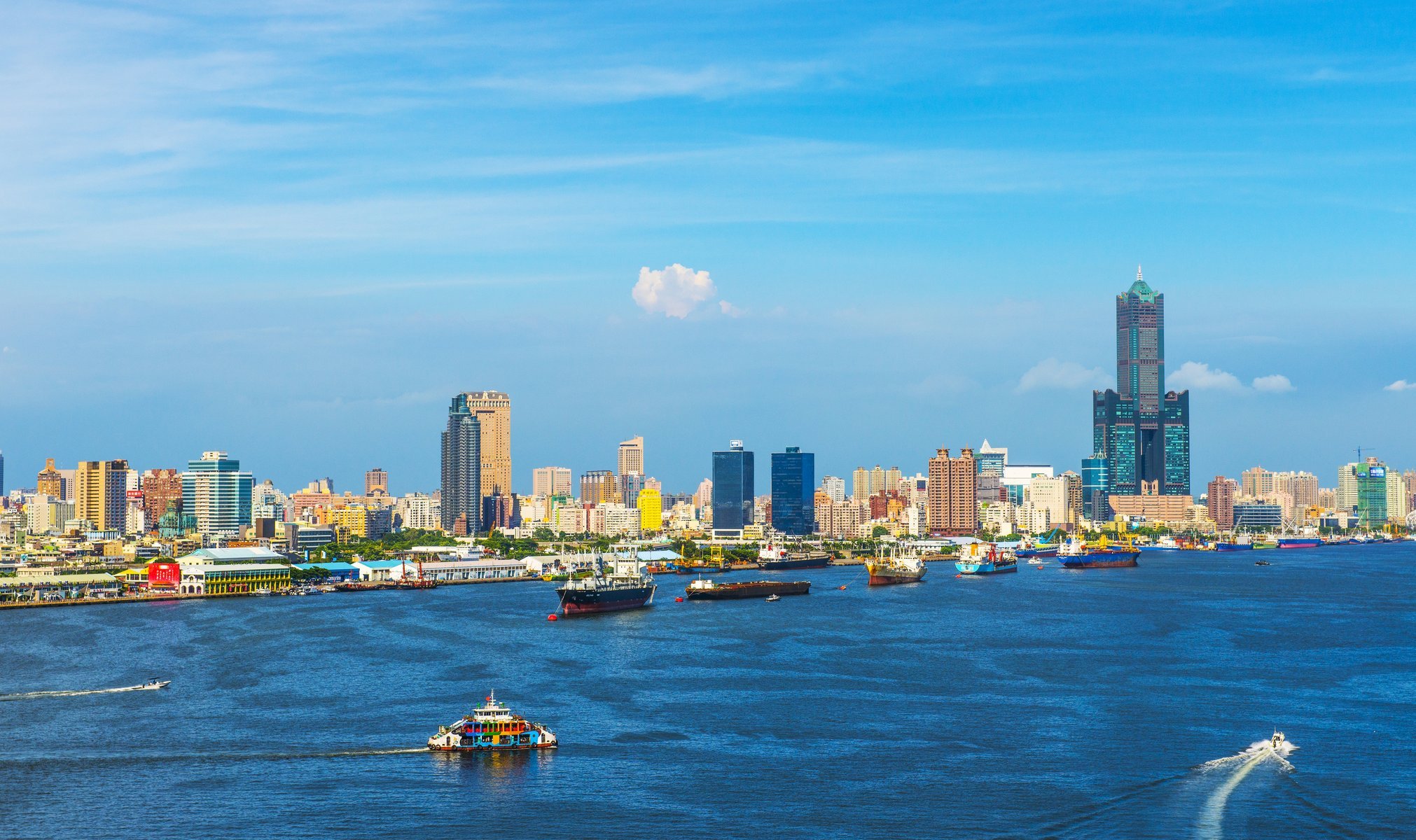 taiwan china kaohsiung cargo ship coast port city sea sky nature ships building