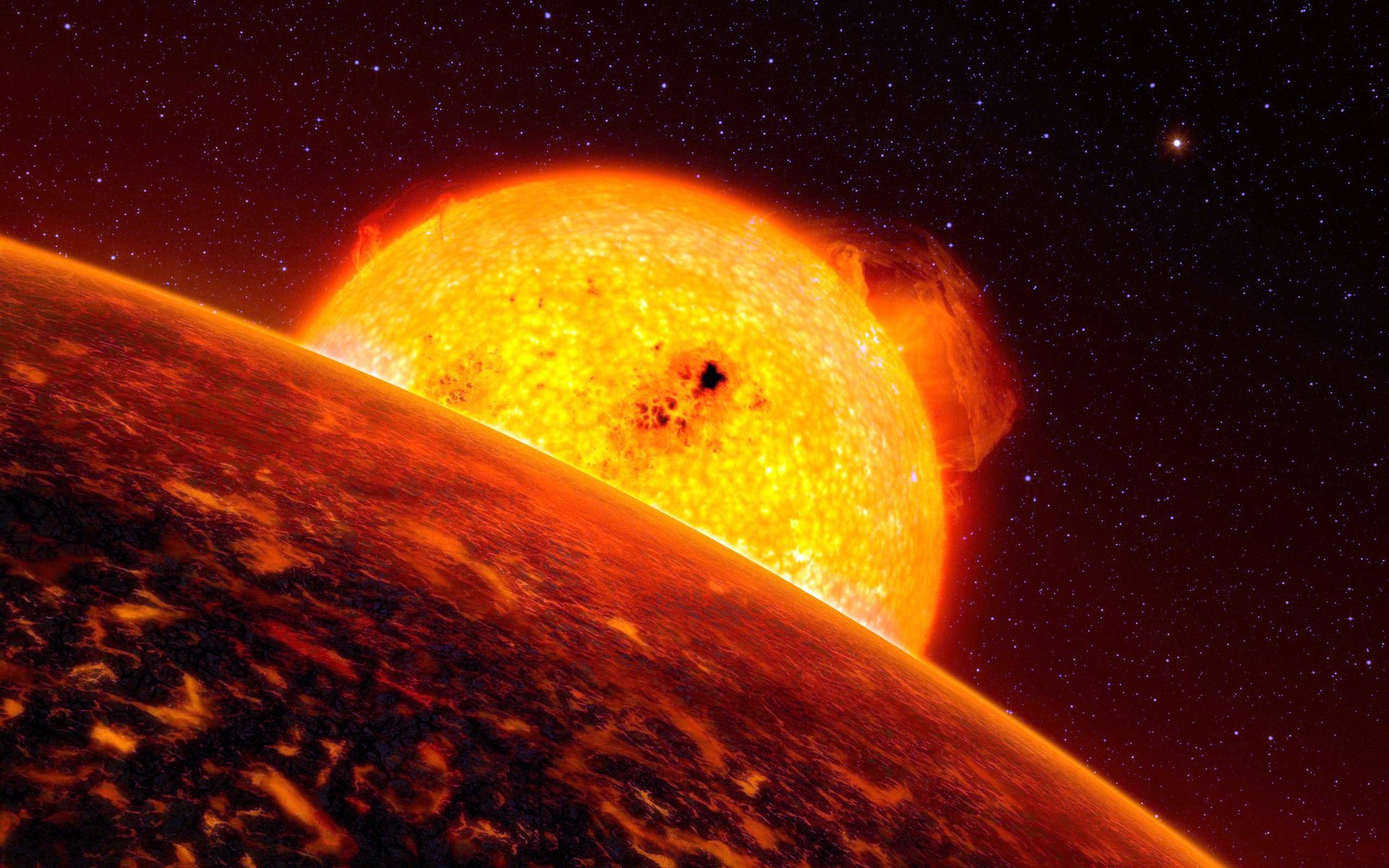planet space stars spot surface