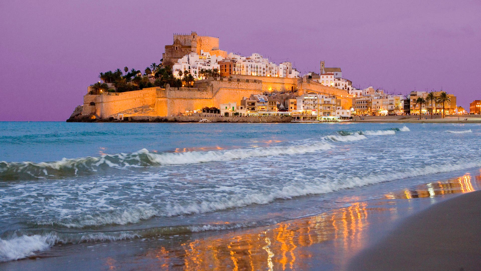 valencia españa cielo mar cabo casas fortaleza pared noche luces
