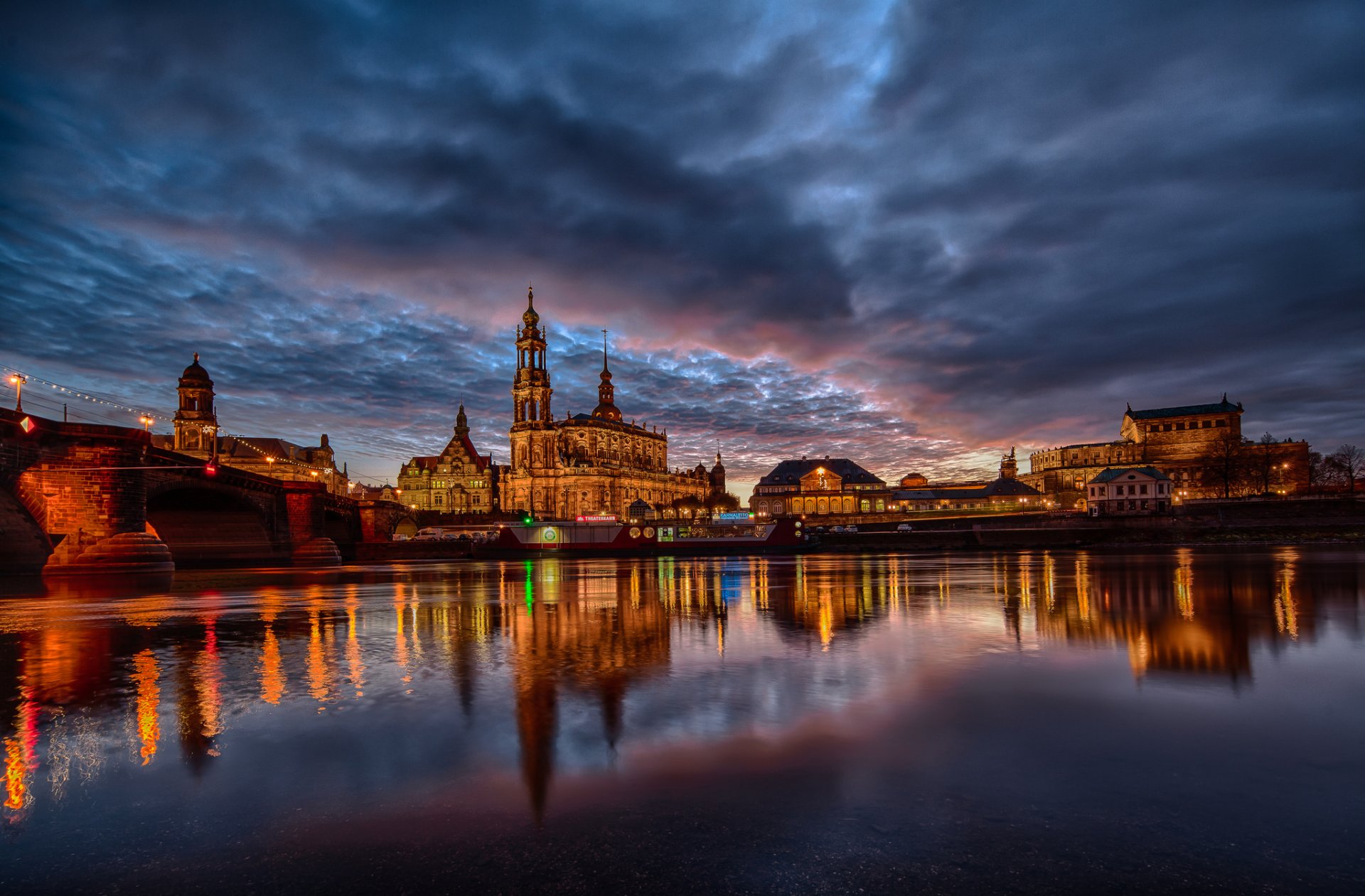 natur himmel wolken wasser sonnenuntergang stadt lichter brücke